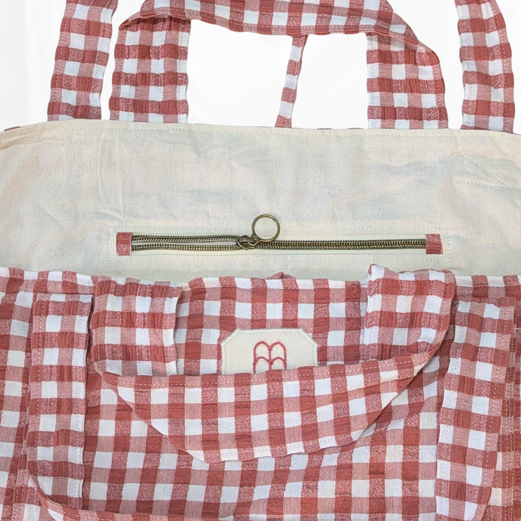 Sac cabas - Vichy Marsala Atelier Maellem