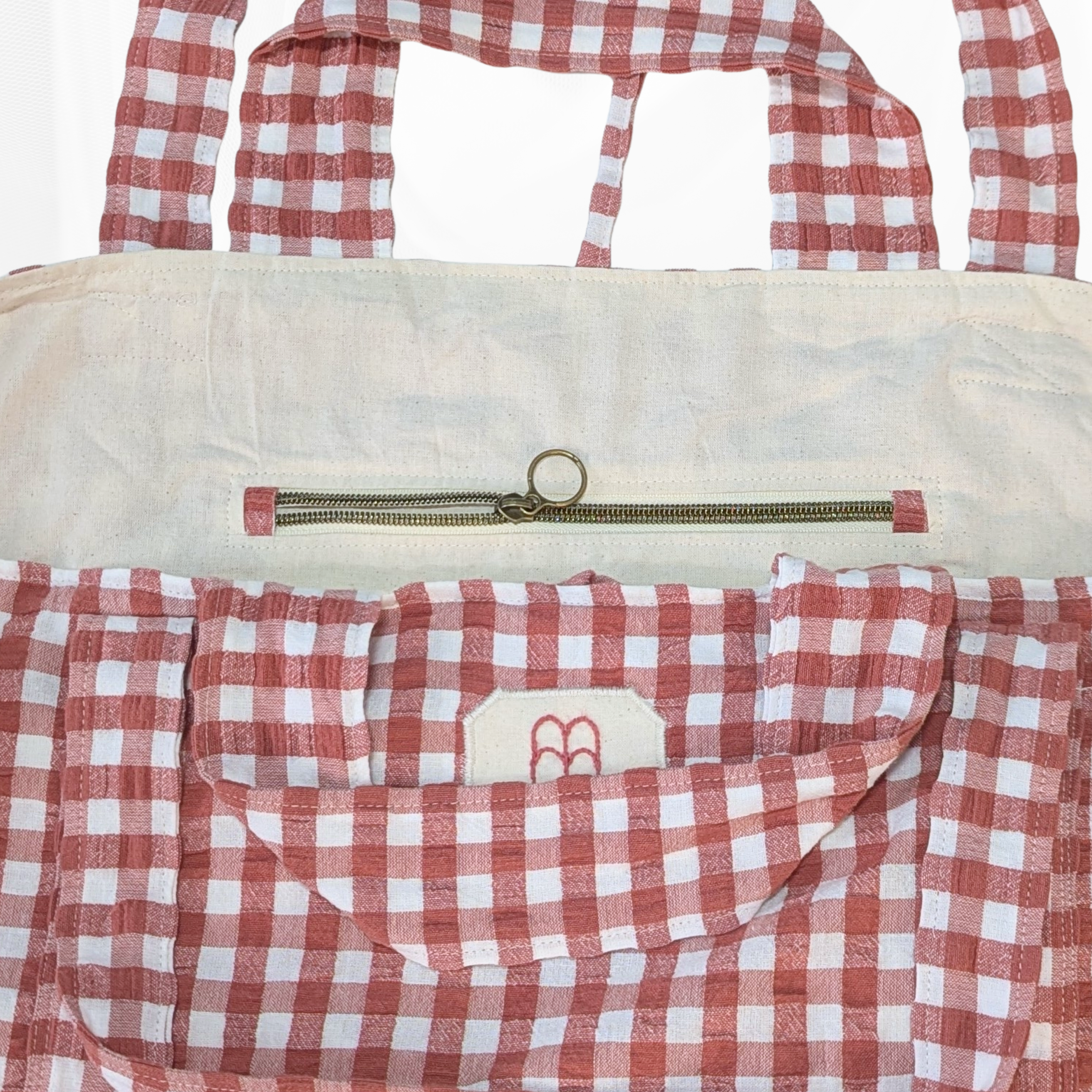 Sac cabas - Vichy Marsala Atelier Maellem