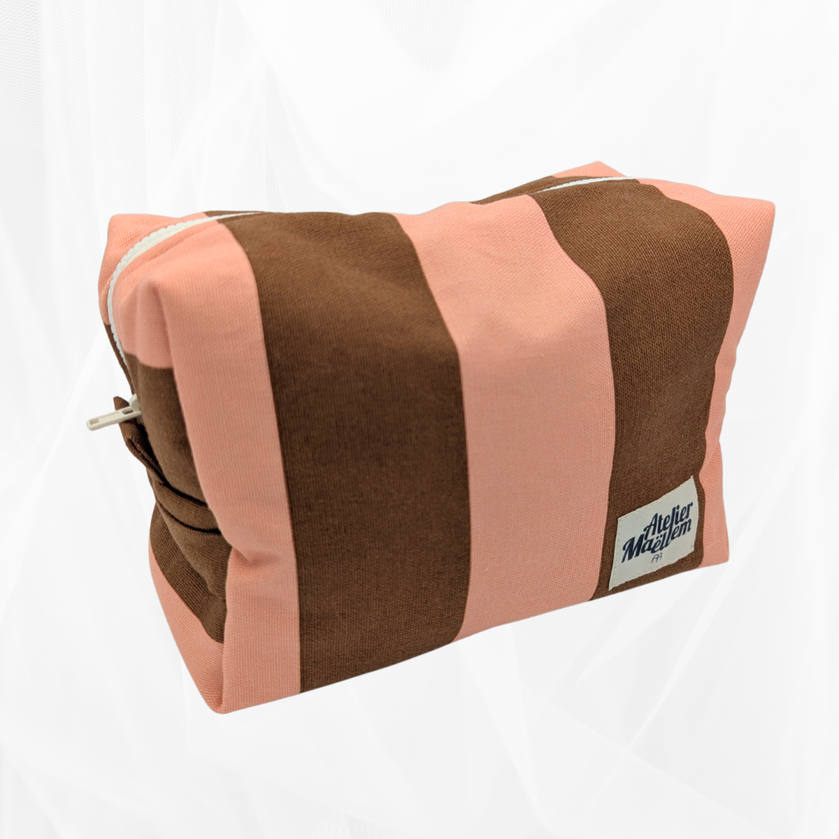 Trousse - Rayure "Corail-marron" Atelier Maellem