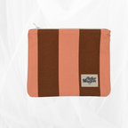 Pochette zippée - Rayure "Corail-marron" Atelier Maellem