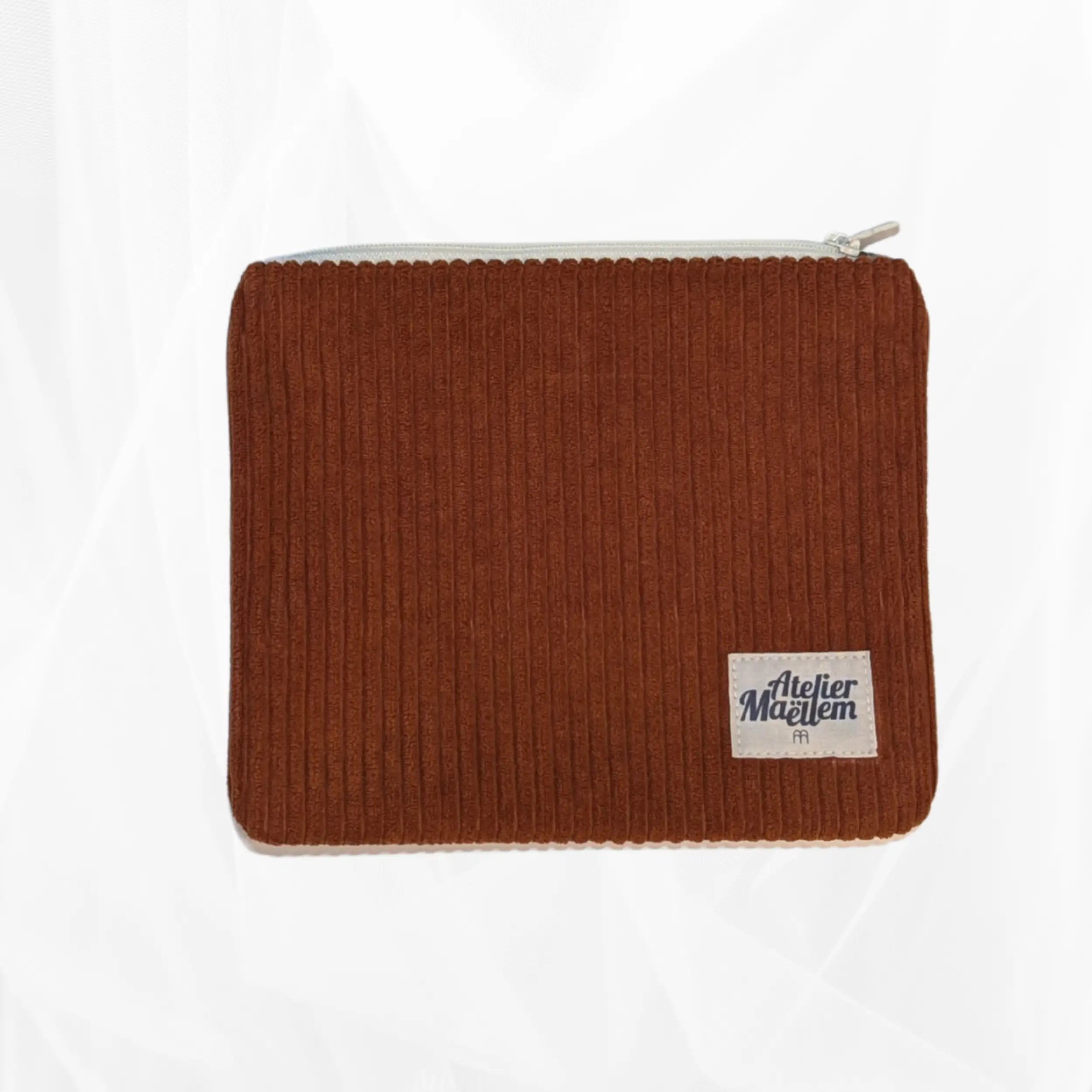 Pochette zippée - Velours côtelé rouille Atelier Maellem