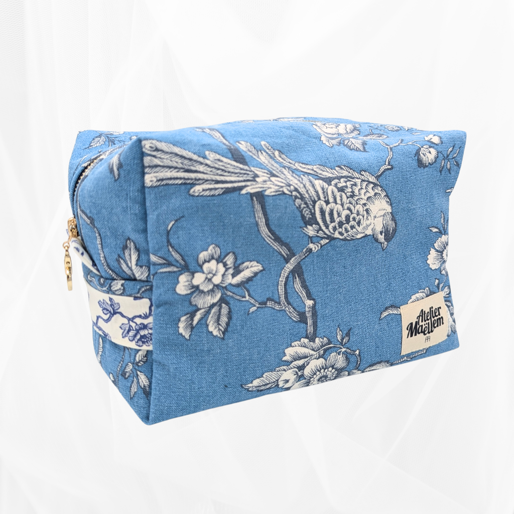 Trousse - Poétique bleu et doublure bleue Atelier Maellem