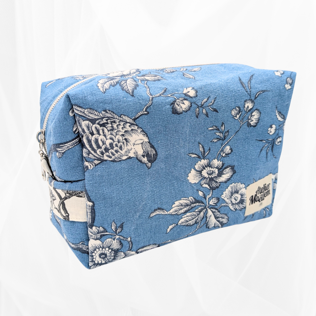 Trousse - Poétique bleu et doublure grise Atelier Maellem