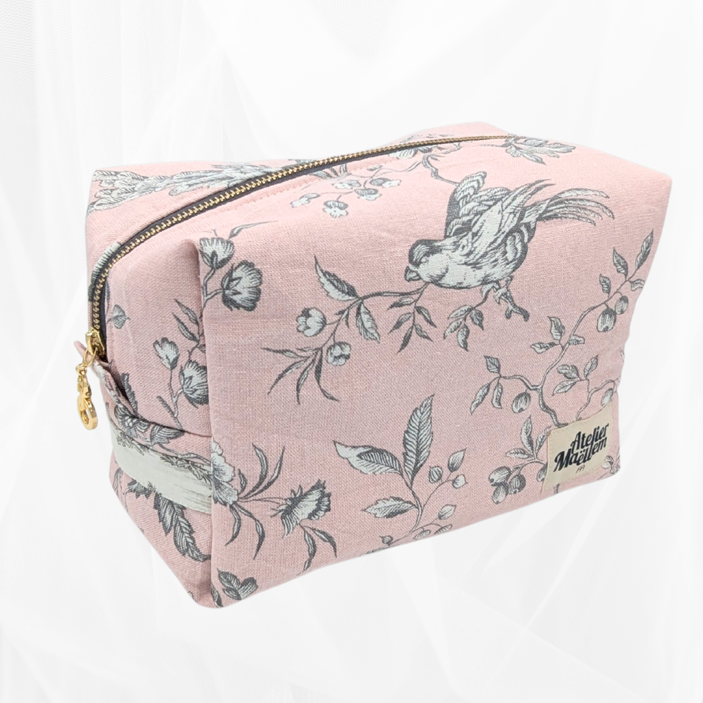 Trousse - Poétique rose & doublure poétique grise Atelier Maellem