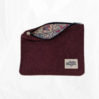 Pochette zippée - Velours côtelé bordeaux Atelier Maellem
