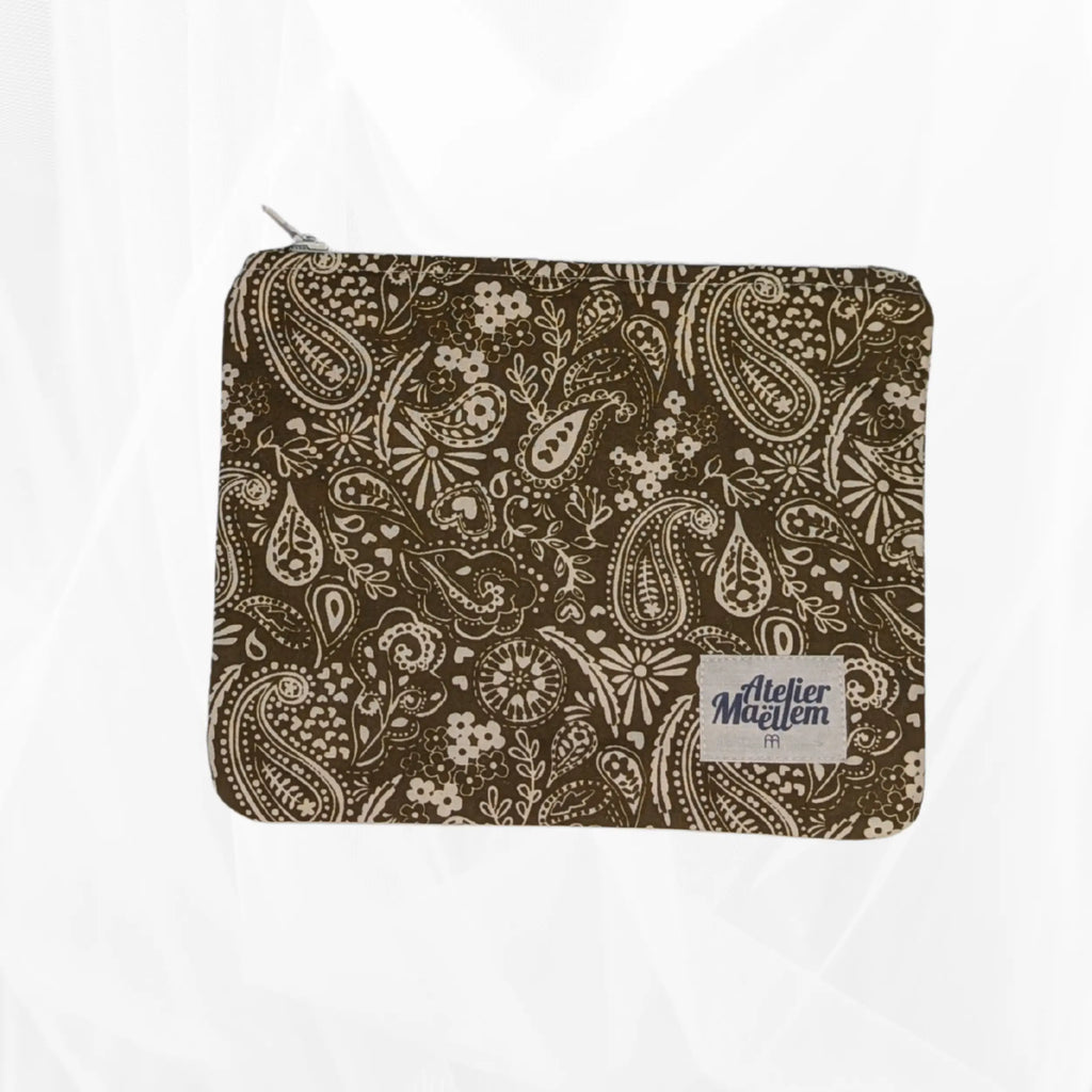 Pochette zippée - imprimée floral vert Atelier Maellem