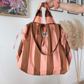 Sac cabas - L'Essentiel - Rayure "Rose corail-marron" Atelier Maellem