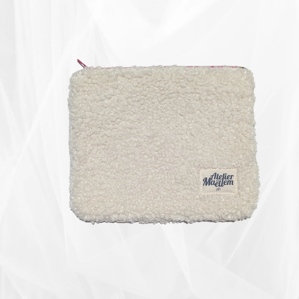 Pochette zippée - bouclette écru Atelier Maellem