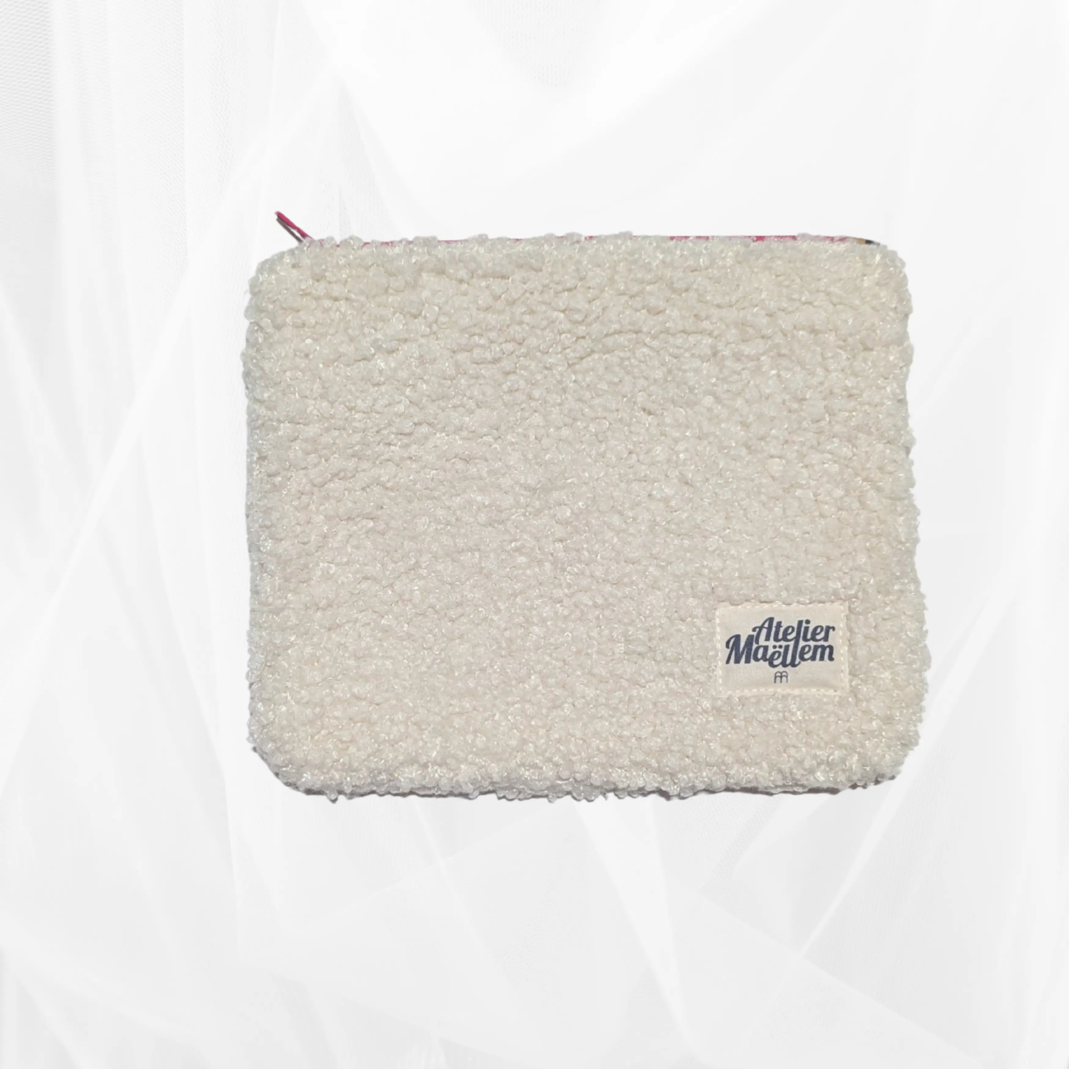 Pochette zippée - bouclette écru Atelier Maellem