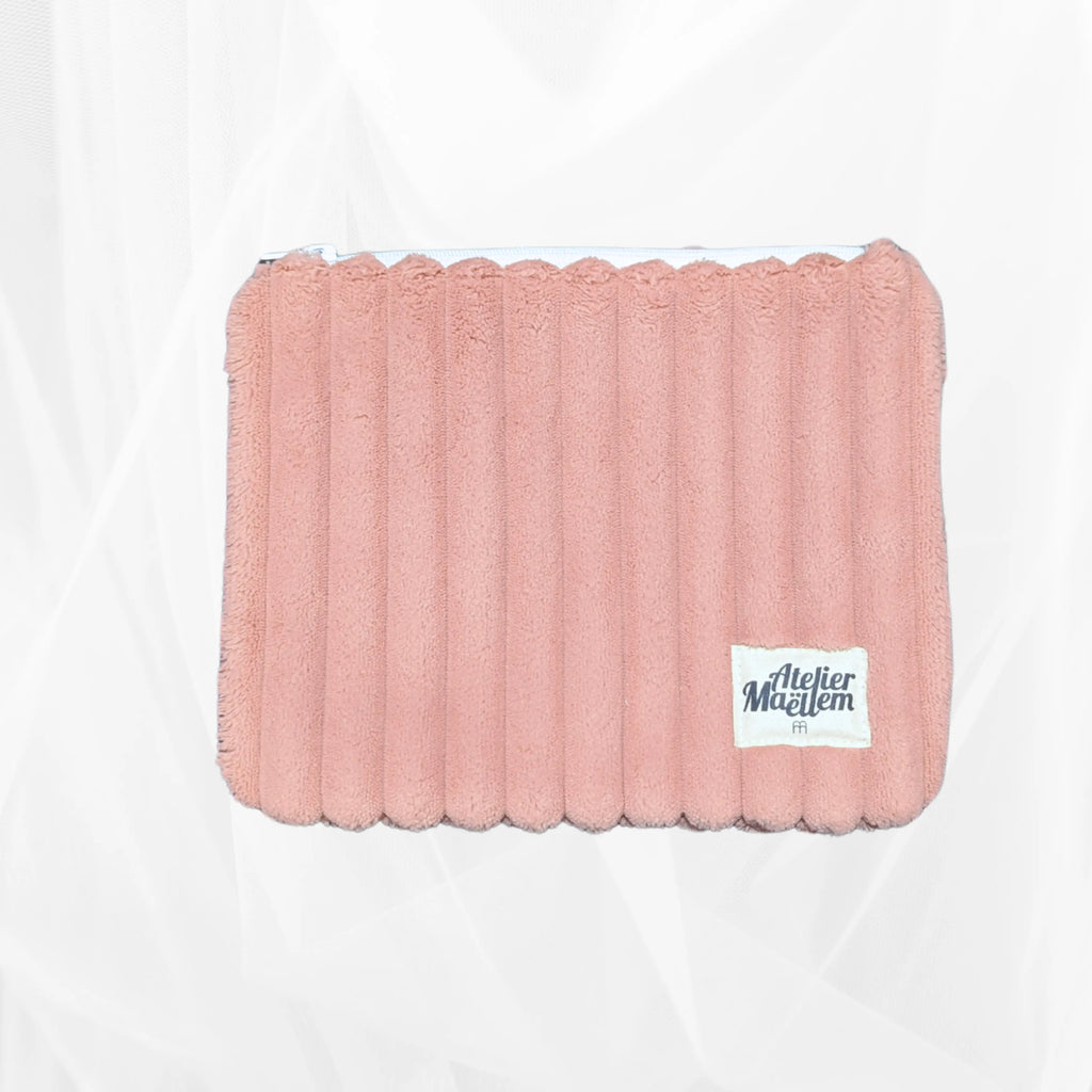 Pochette zippée - Velours large rose Atelier Maellem